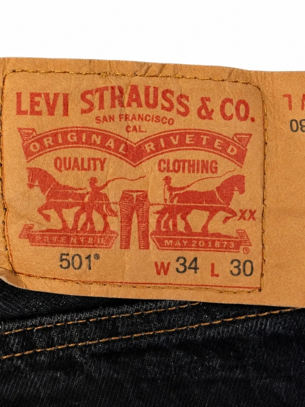 Levi's 501 Original Black Jeans Men's 34x30 Button Fly Straight Leg Denim